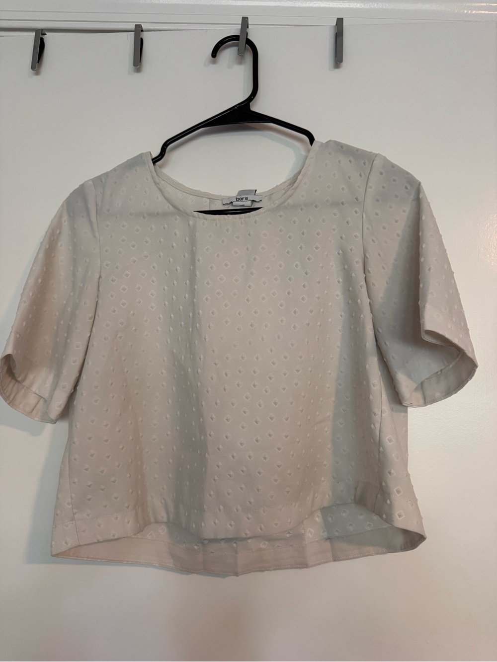 Bar III Textured Short Sleeve Crop Top